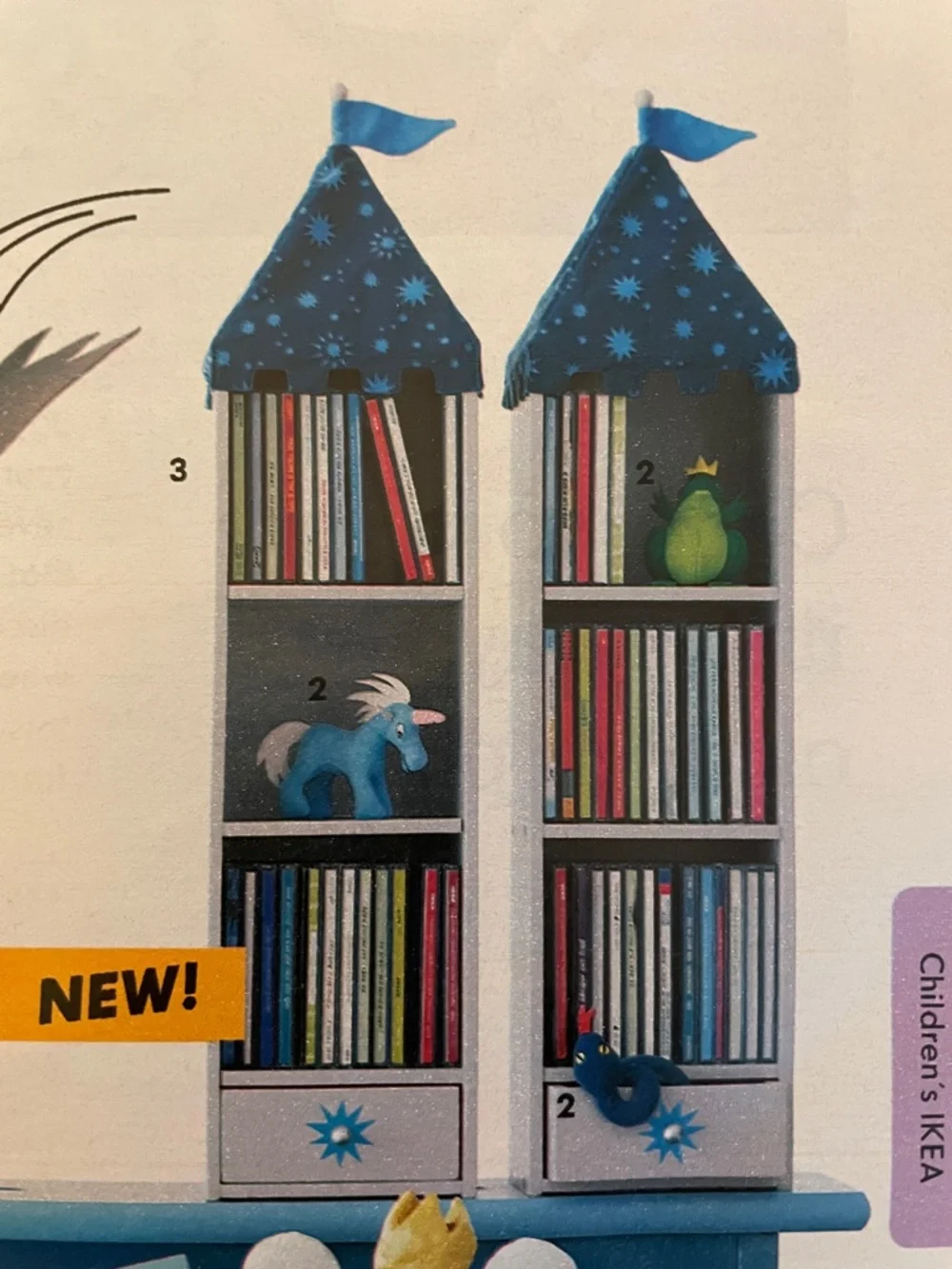 NEW NIB IKEA Minnen Torn Kids Castle wall Shelf Blue Star Canopy storage set
